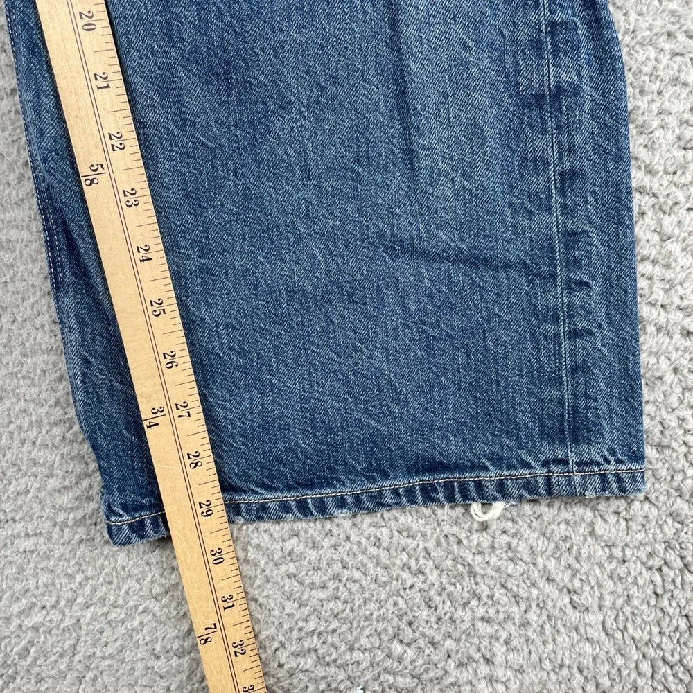American Eagle Jeans Womens 2 Blue Baggy Wide Leg Super High Rise Distressed
